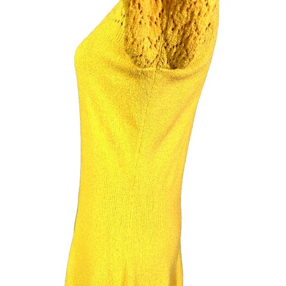 Vintage 70’s Picardo Knits Sunny Yellow Long Sleeve Heavyweight Crotchet Dress - Picture 6 of 10